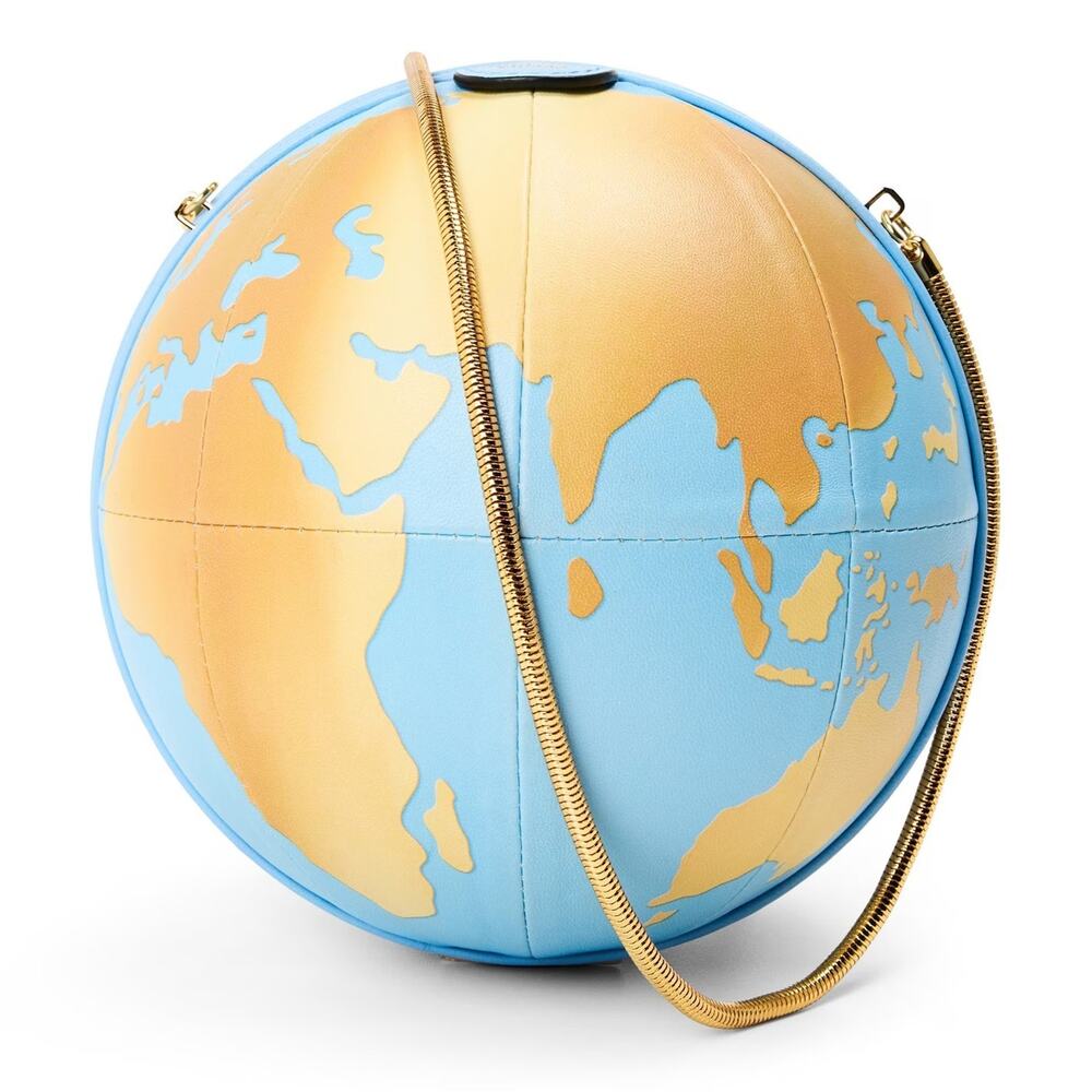 SS23 Moschino Couture Jeremy Scott WORLD MAP CHAIN LINK GLOBE NAPPA SHOUDLER BAG - Picture 5 of 6